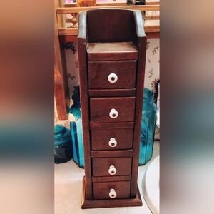 Vintage Primitive Wood Spice Rack with Drawers